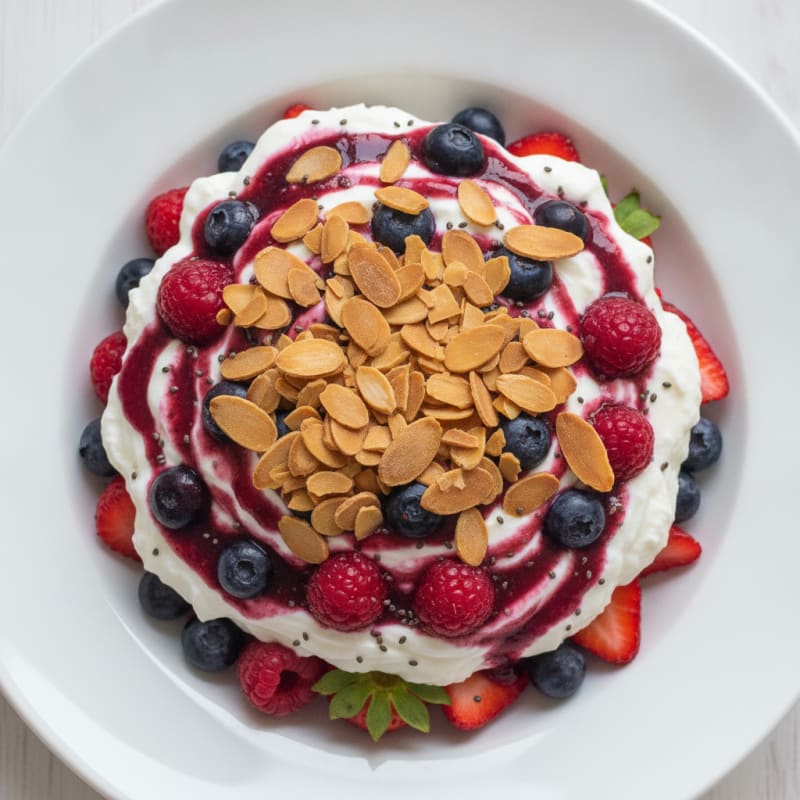 Greek Yogurt Protein Parfait with Mixed Berries