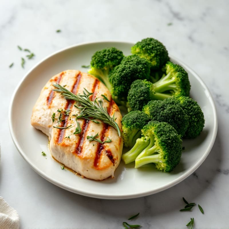 Herb-Grilled Chicken Breast with Steamed Broccoli