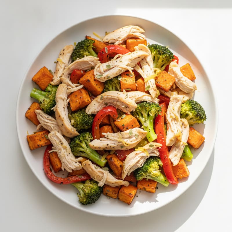 Shredded Chicken with Roasted Vegetables