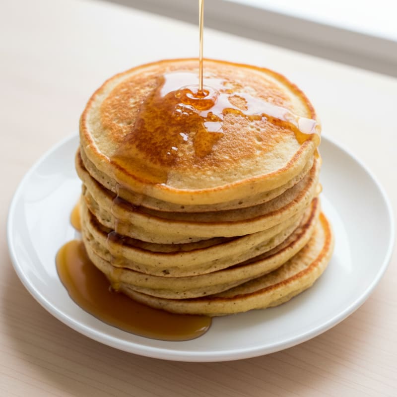 Fluffy Vanilla Yogurt Pancakes with Maple Syrup