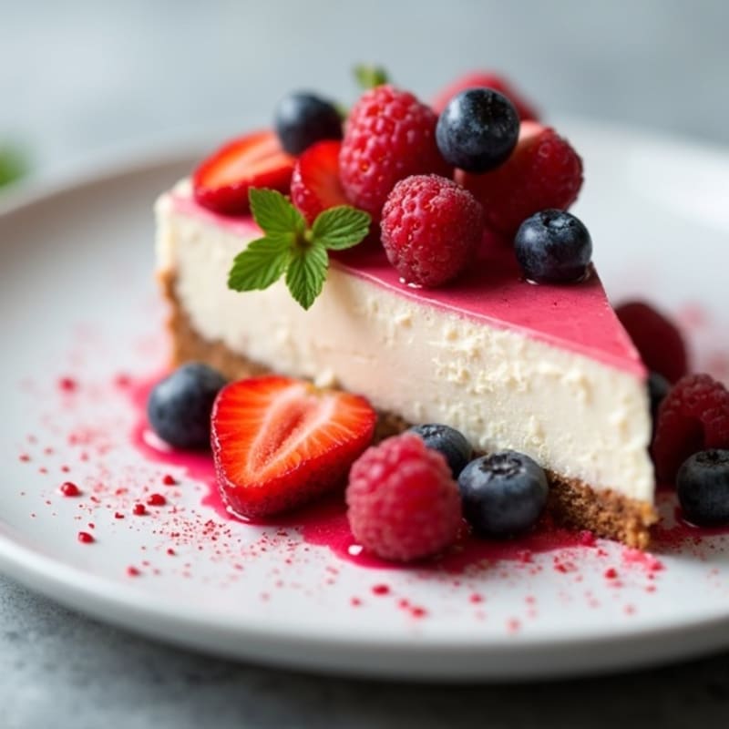 Greek Yogurt Protein Cheesecake with Fresh Berries