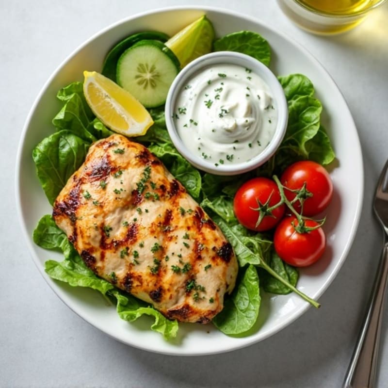 Lemon Herb Chicken with Creamy Tzatziki and Fresh Veggies