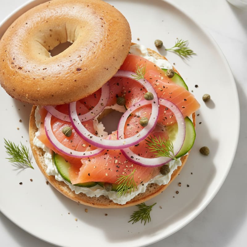 Smoked Salmon Everything Bagel Sandwich