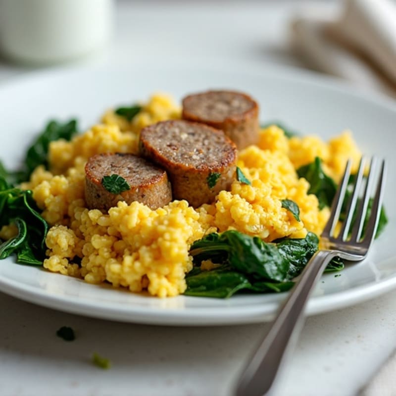 Egg White and Turkey Sausage Scramble with Spinach