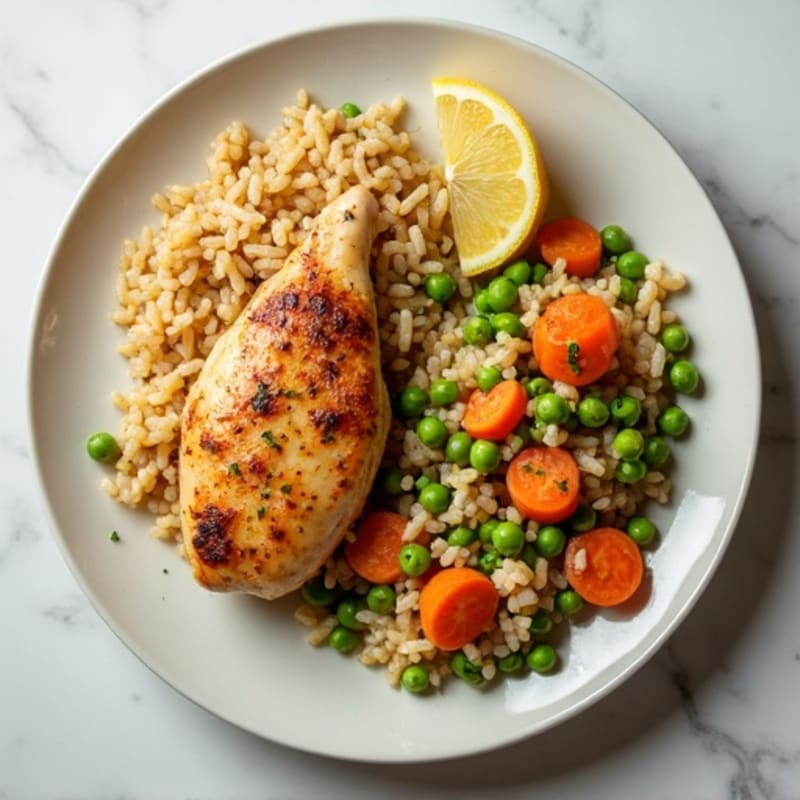 Lemon Herb Roasted Chicken with Fluffy Rice Pilaf
