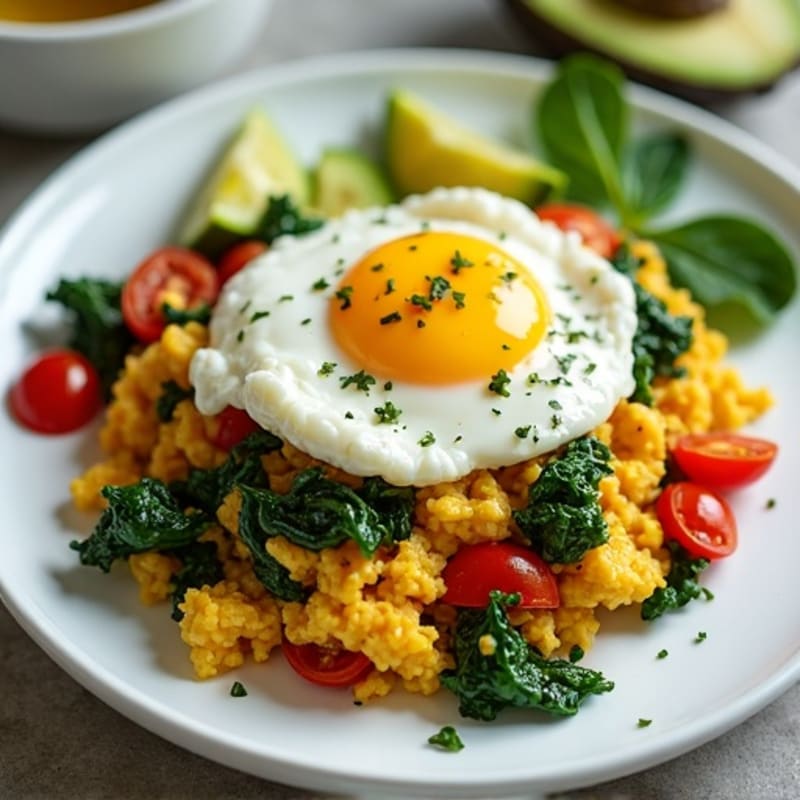 Cottage Cheese and Egg Scramble with Sautéed Spinach