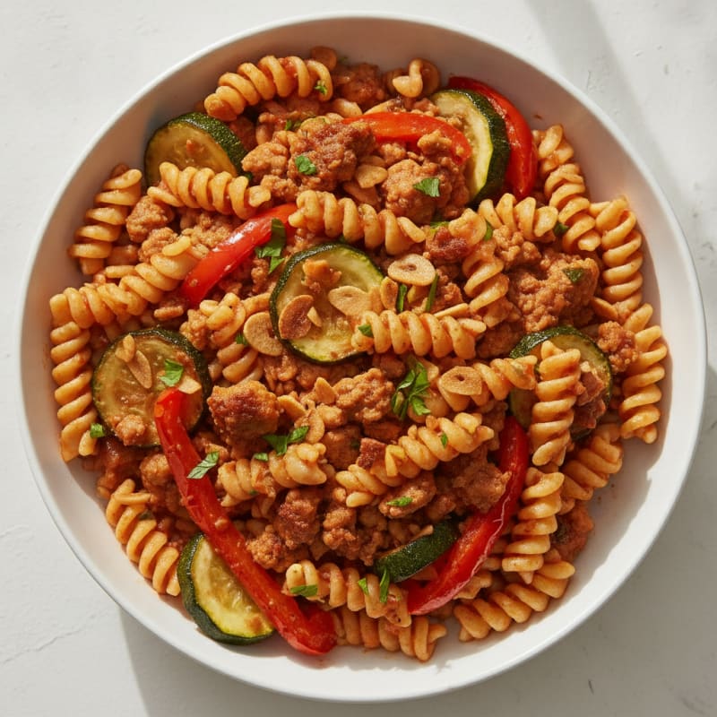 Ground Turkey and Roasted Vegetable Pasta