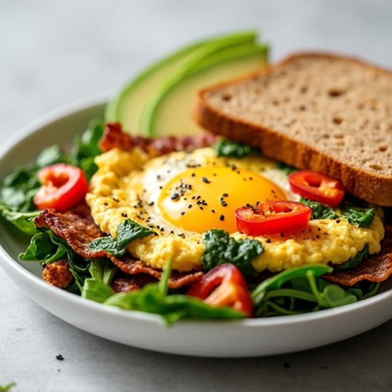 Egg White Scramble with Spinach and Turkey Bacon