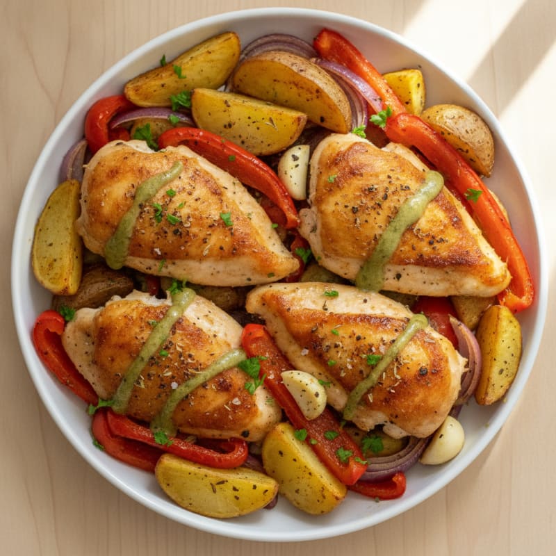 Sheet Pan Roasted Chicken and Peppers