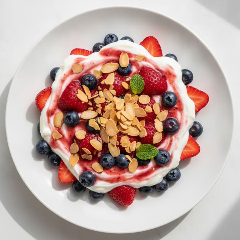Greek Yogurt Protein Parfait with Berries and Almonds