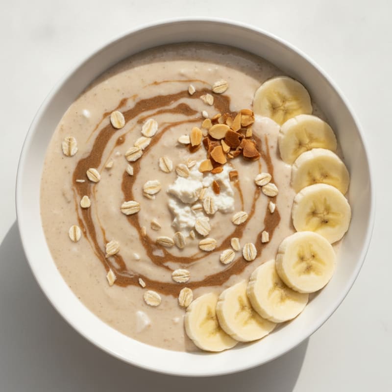 Silky Tofu Protein Smoothie with Almond Butter and Oats