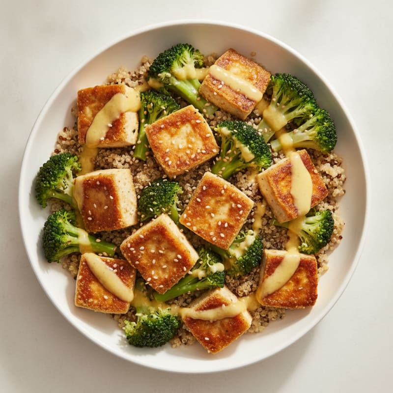 Crispy Tofu and Broccoli Grain Bowl