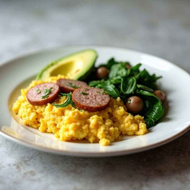 Egg White and Turkey Sausage Scramble with Spinach
