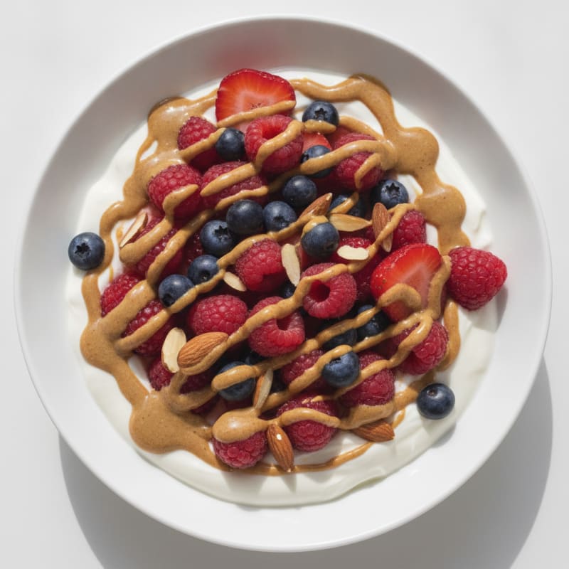 Greek Yogurt Protein Bowl with Mixed Berries and Almond Butter