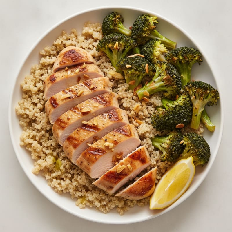 Seared Turkey Breast with Roasted Broccoli and Quinoa