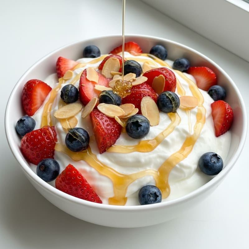 Creamy Greek Yogurt Bowl with Whey Protein and Fresh Berries