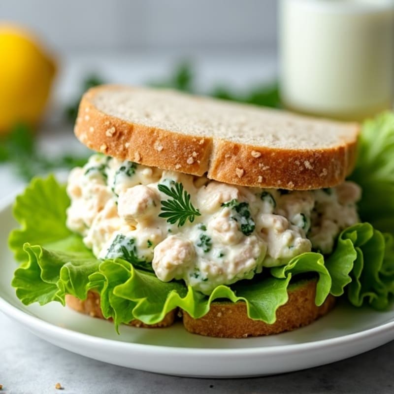 Creamy Herbed Chicken Salad Sandwich with Fresh Greens