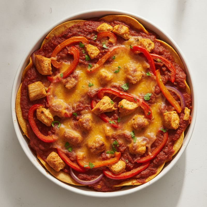 Chicken Enchilada Bake with Roasted Peppers