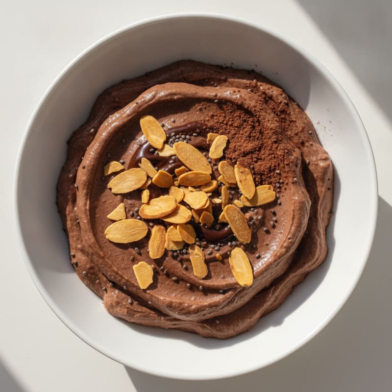 Silky Chocolate Protein Pudding with Almonds