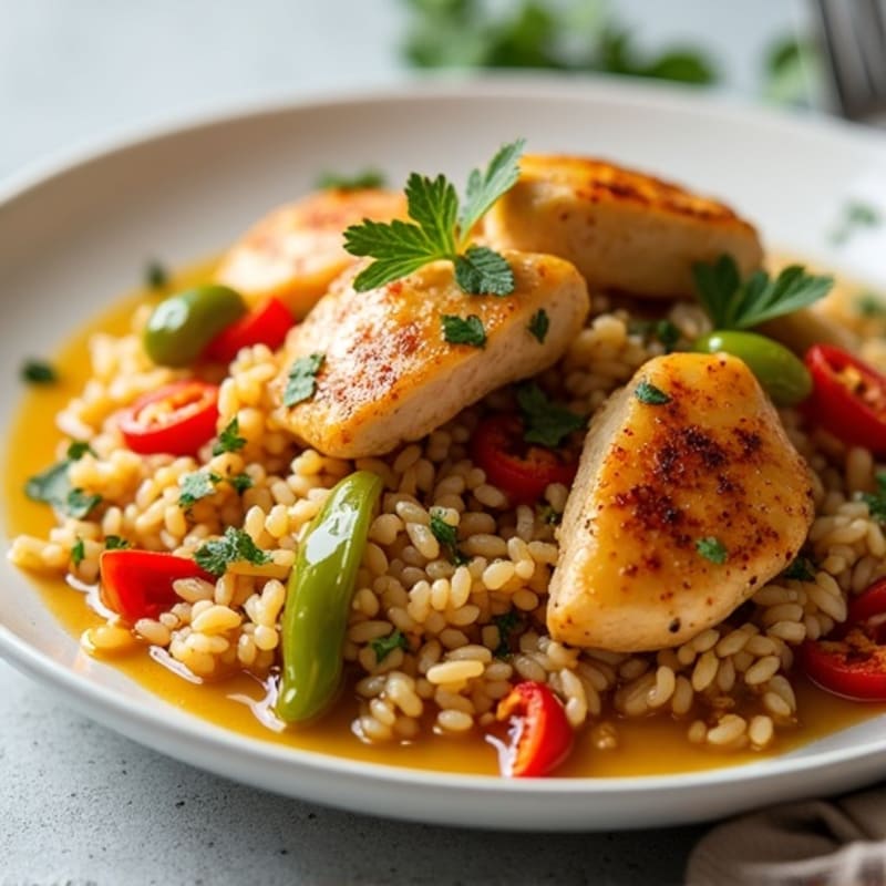 One-Pan Savory Chicken and Rice with Bell Peppers