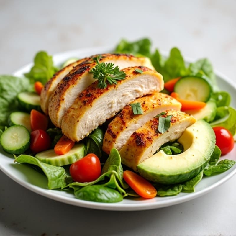 Grilled Chicken Breast Salad with Crunchy Vegetables