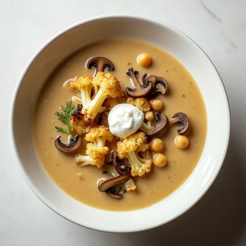Creamy Roasted Cauliflower Mushroom Soup