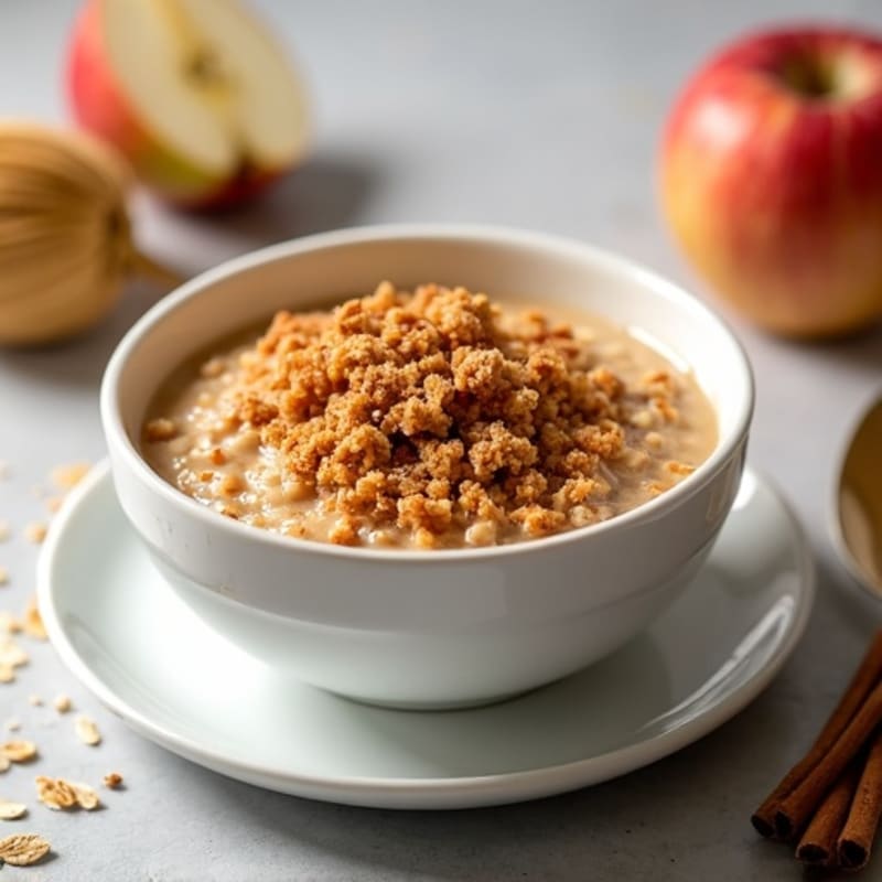 Warm Apple Cinnamon Protein Oatmeal with Crispy Oat Crumble