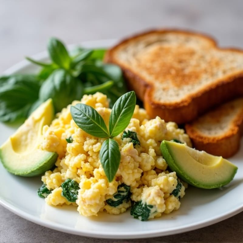 Egg White Scramble with Chicken Breast and Spinach