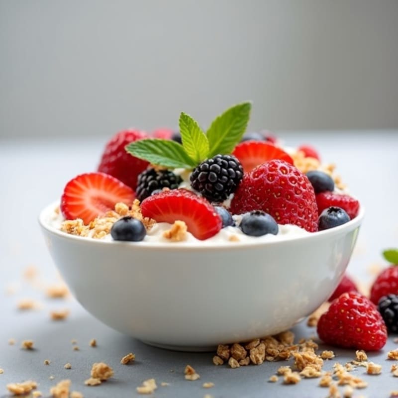 Creamy Greek Yogurt Bowl with Fresh Berries and Crunchy Granola