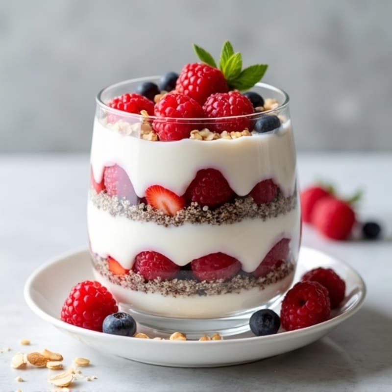 Vanilla Greek Yogurt Protein Parfait with Mixed Berries