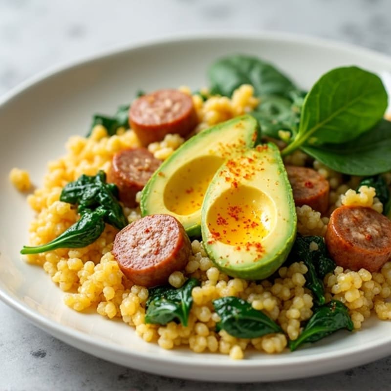 Egg White and Turkey Sausage Scramble with Spinach