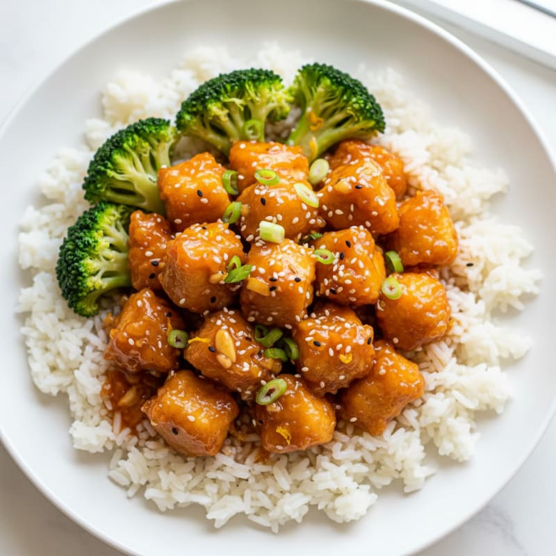 Orange Chicken with Steamed Rice
