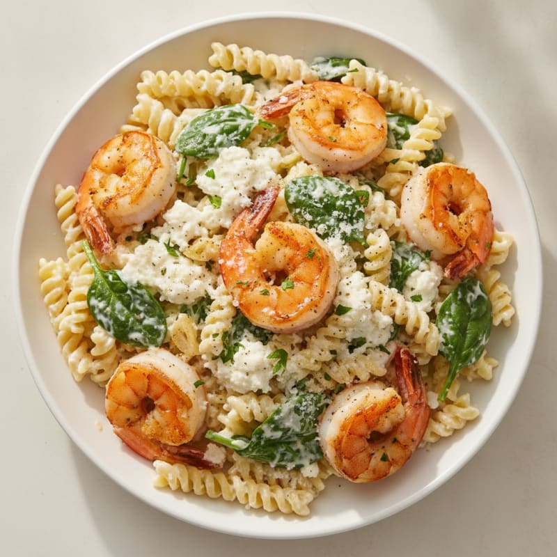 Garlic Shrimp Alfredo with Protein Pasta