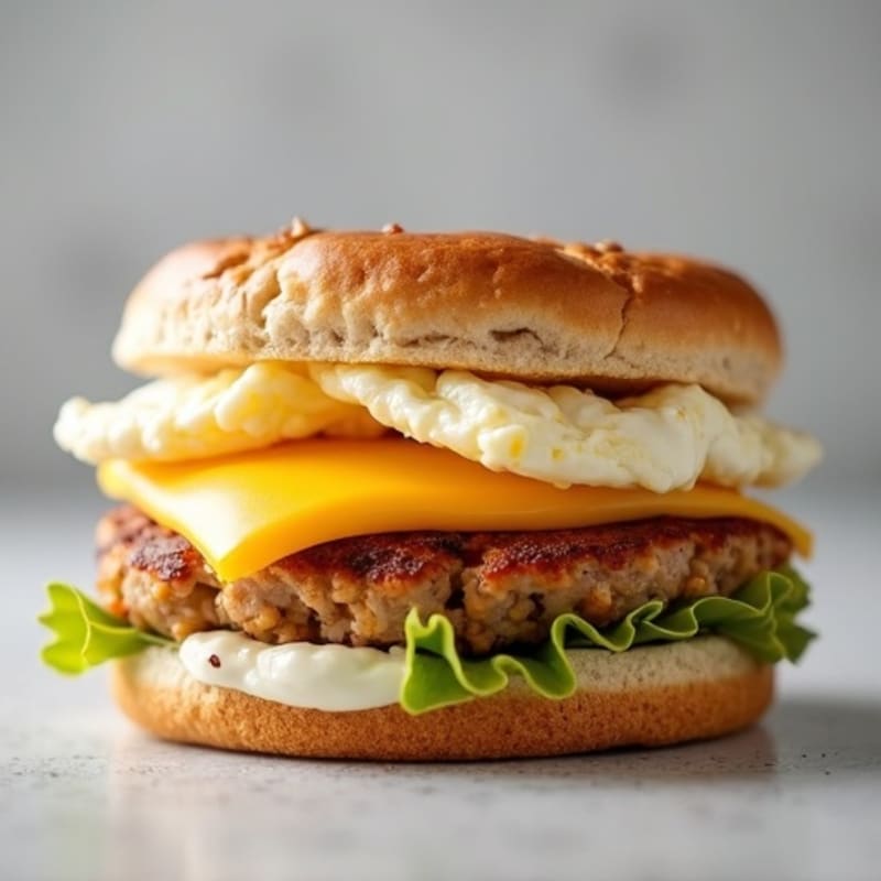 Egg White and Turkey Sausage Breakfast Sandwich on Whole Wheat English Muffin