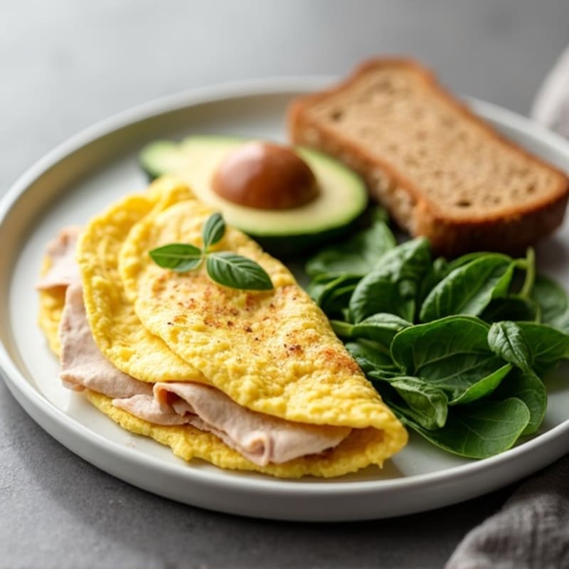 Egg White Spinach Omelet with Seared Turkey Breast