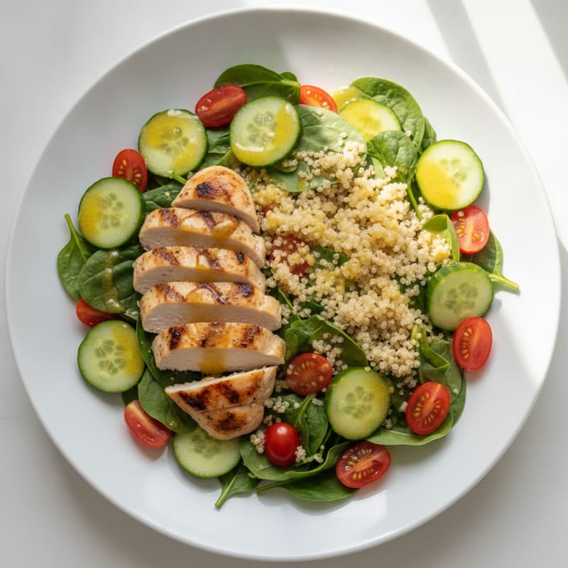 Grilled Chicken Spinach Salad with Quinoa