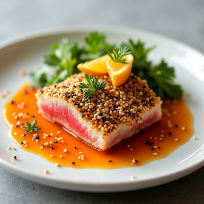 Sesame-Crusted Seared Tuna with Spicy Citrus Sauce