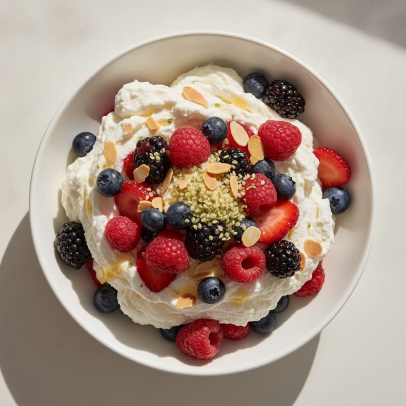 Greek Yogurt Protein Mousse with Mixed Berries