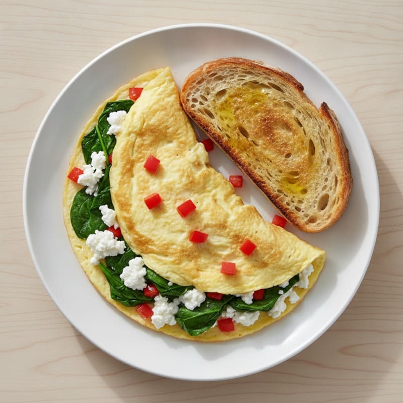 Veggie Egg White Omelette with Sourdough Toast