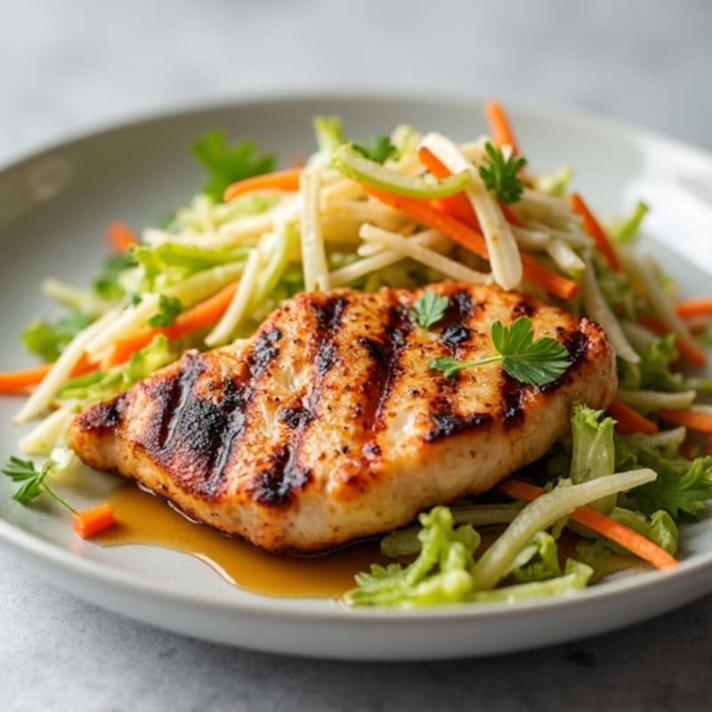Grilled Chicken Breast with Crunchy Cabbage Slaw