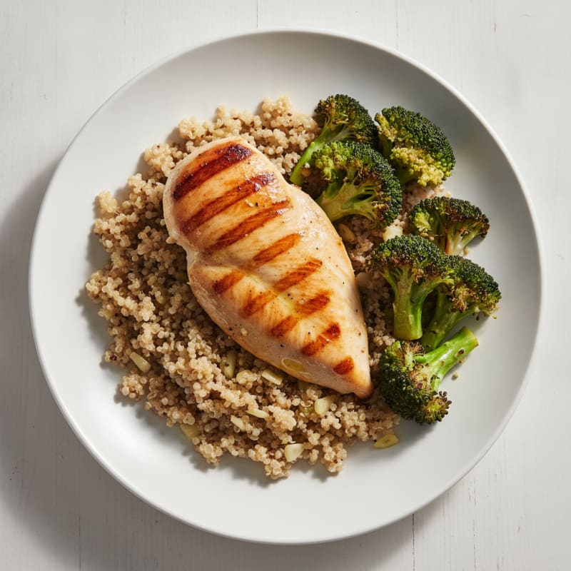 Grilled Chicken Breast with Roasted Broccoli and Quinoa