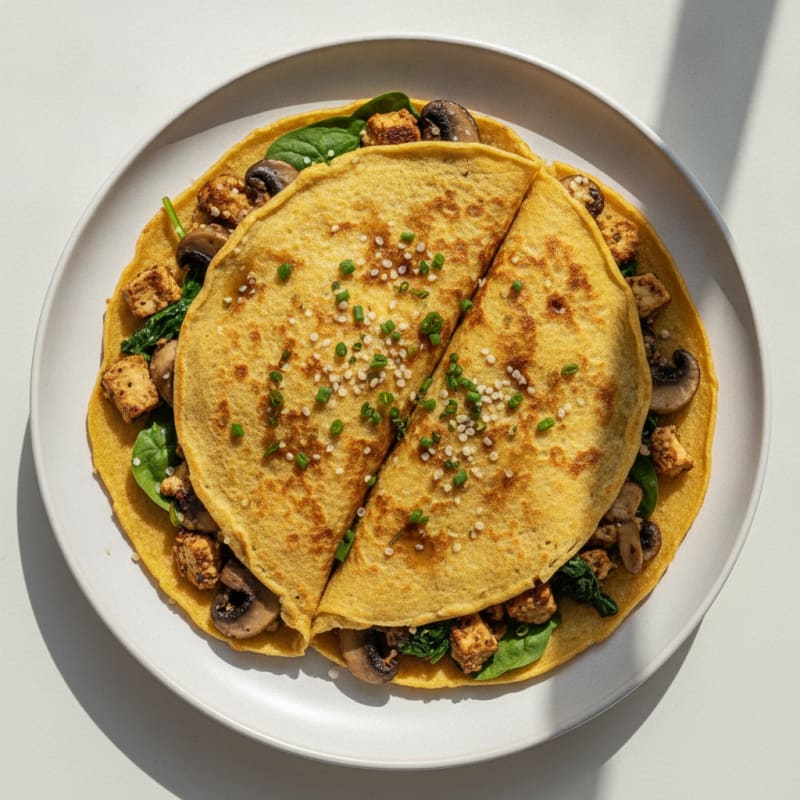 Savory Chickpea Crêpes with Sautéed Mushrooms
