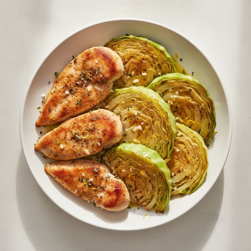 Lemon-Herb Chicken with Roasted Cabbage