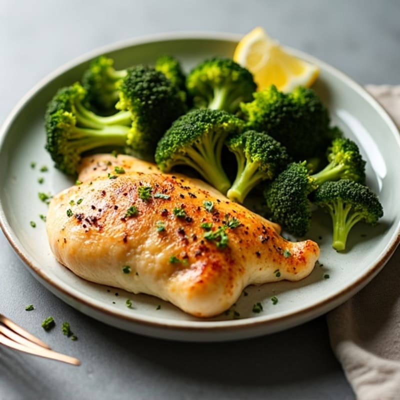 Sheet Pan Lemon Garlic Roasted Chicken and Crispy Broccoli