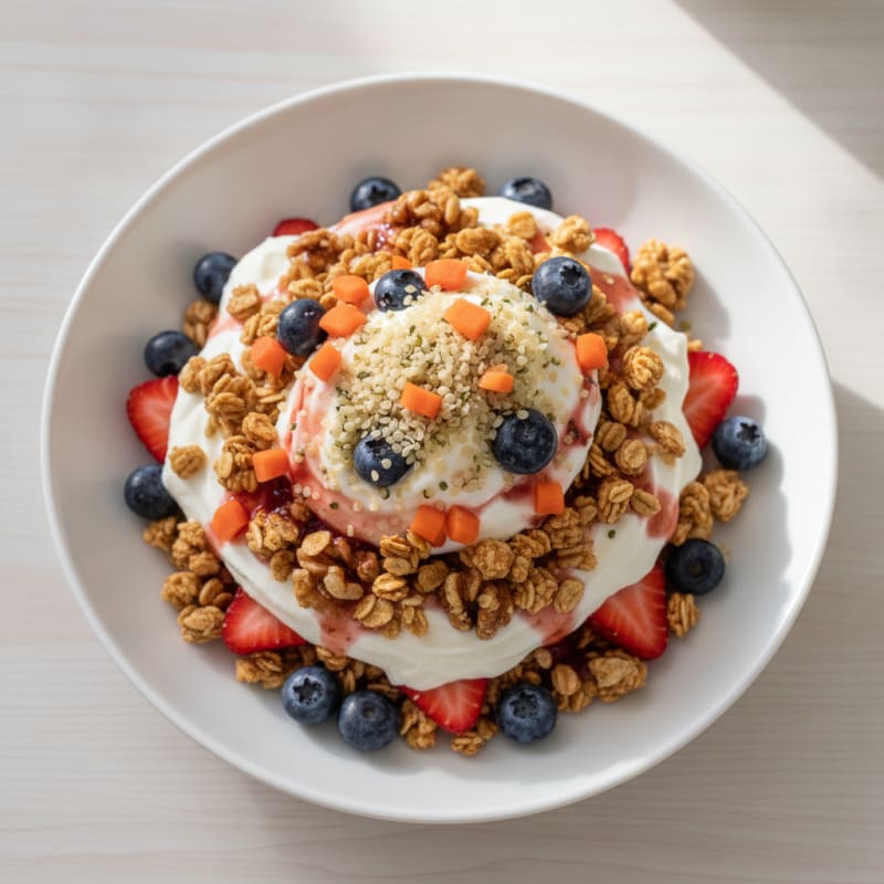 Greek Yogurt Parfait with Mixed Berries and Protein Granola