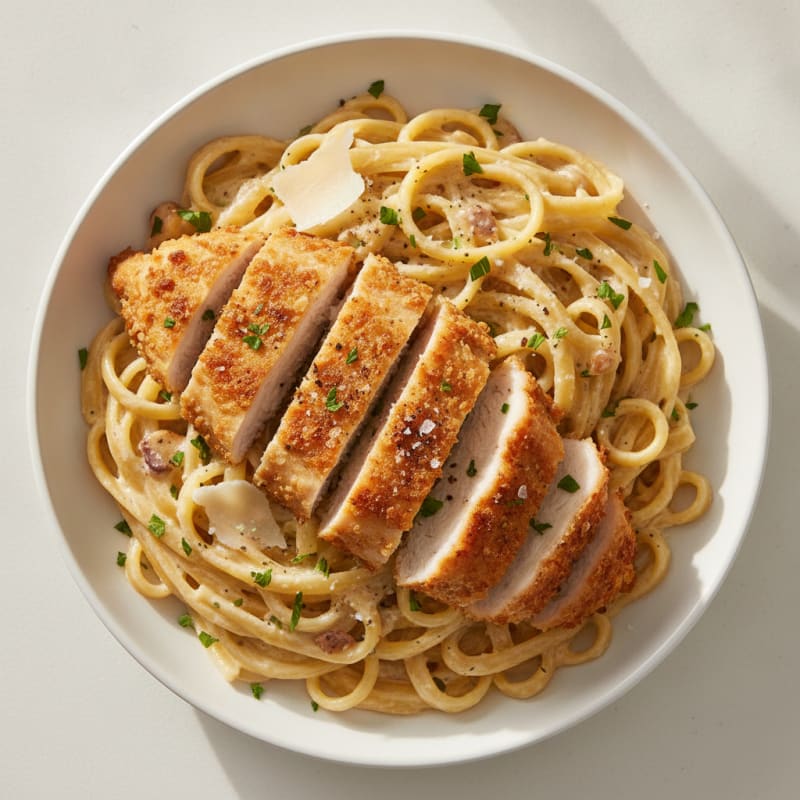 Parmesan Chicken Alfredo with Fettuccine