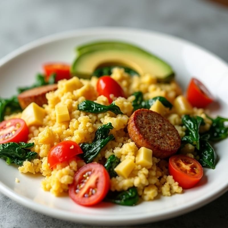 Egg White Veggie Scramble with Turkey Sausage