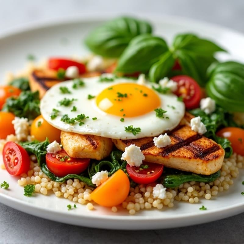 Egg White Veggie Scramble with Grilled Chicken and Fresh Herbs
