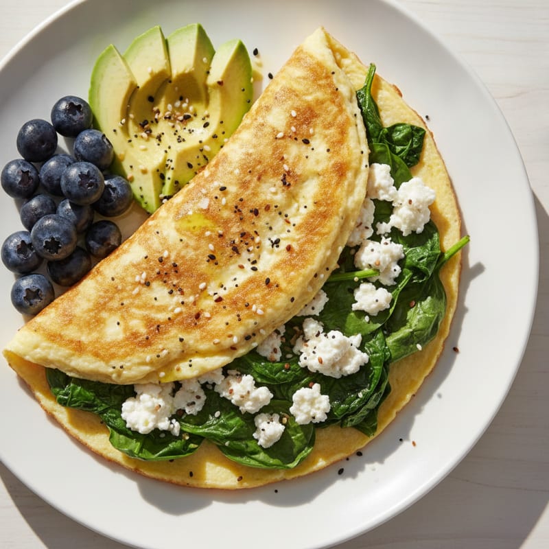 Egg White Spinach Omelette with Cottage Cheese