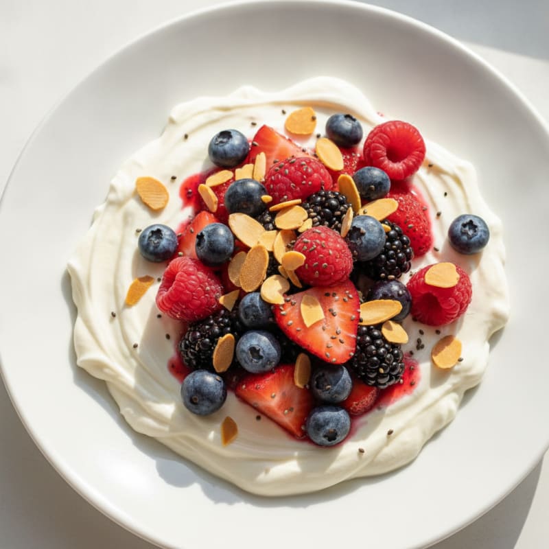 Silky Greek Yogurt Protein Pudding with Mixed Berries